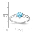 thumbnail image 5 of 10K White Gold Ring Band with Stones (12) December Swiss Blue Topaz Heart, Size 9, 5 of 5