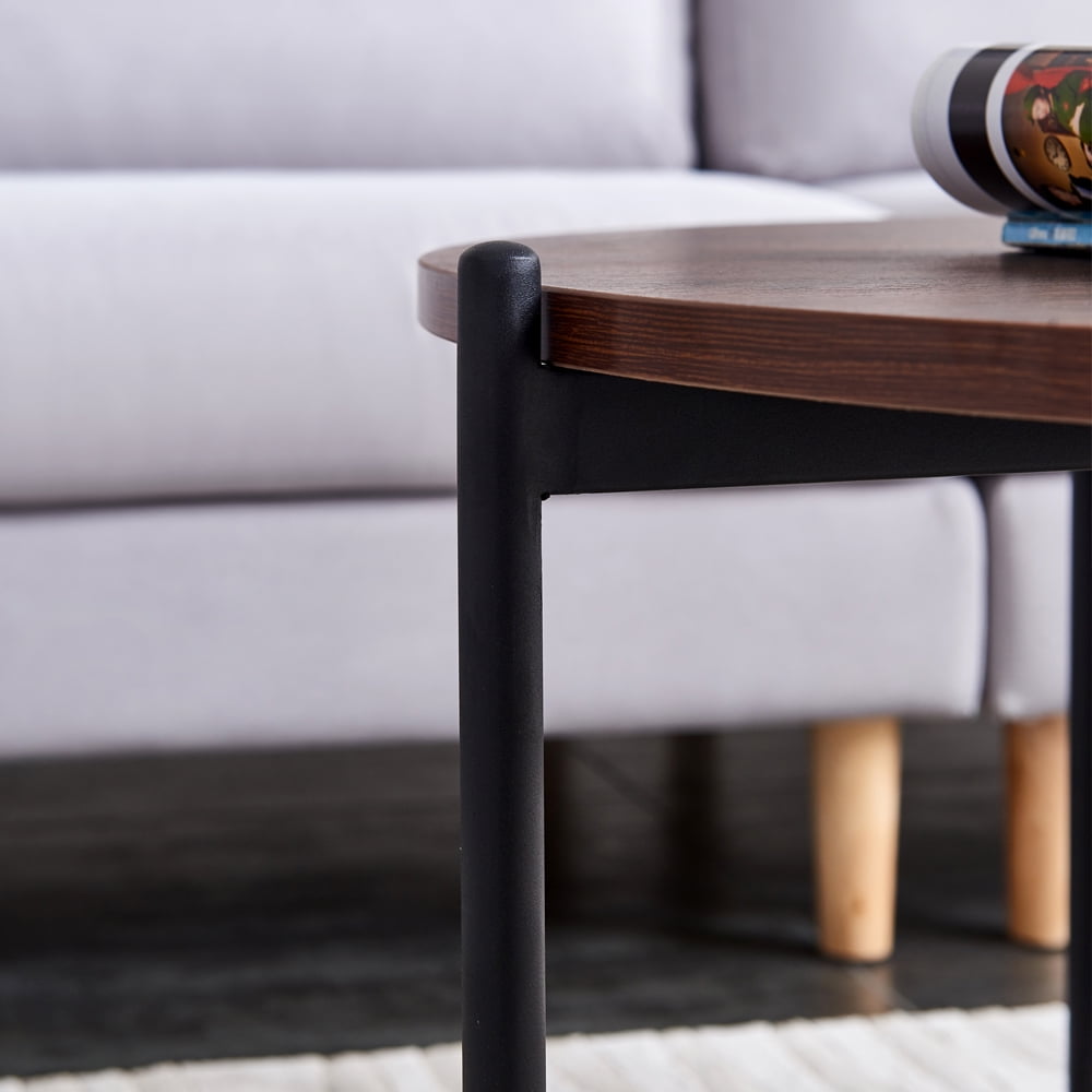 Private Jungle 36" Round Modern Living Accent Side or Coffee, Sofa Center Table for Dining Room/Tea with Metal Frame, Walnut Color Private Jungle 36" Round Modern Living Accent Side or Coffee, Sofa Center Table for Dining Room/Tea with Metal Frame, Walnut Color