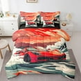 thumbnail image 1 of Erosebridal Boys Sports Car Bed in a Bag Queen size, Speed Racing Bed Set, Red, Reversible 7 Pieces, 1 of 5