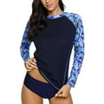 thumbnail image 1 of Attraco Women's Long Sleeve Rash Guard Print Vest UV Rashguard Tops, 1 of 7