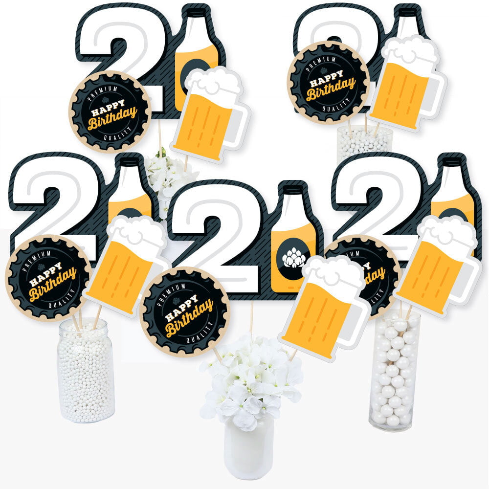 6 Pack of Double Sided Number 21 Centerpiece Sticks Gold Glitter 21th Birthday Table Centerpieces Flower Toppers Party Supplies
