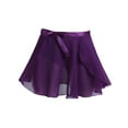 thumbnail image 3 of TiaoBug Kids Girls Long Sleeve Ballet Leotard with Wrap Chiffon Skirt Gymnastic Tutu Dress Dancewear Dark Purple 7-8, 3 of 7