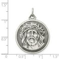 thumbnail image 2 of 925 Sterling Silver Satin Back Oxidized Engravable (back only) Religious Faith Inspiration Jesus Pendant Necklace 32x24m, 2 of 2
