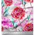 thumbnail image 1 of Soimoi Orange Rayon Crepe Fabric Floral Print Sewing Fabric BTY 46 Inch Wide, 1 of 1