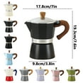 thumbnail image 3 of Italian Pot Retro Coffee Maker with Wood Grain Handle, Moka pot, Cuban Coffee Maker, Multi Color Optional Home Appliance, 6 Espresso Cup (Black1), 3 of 4