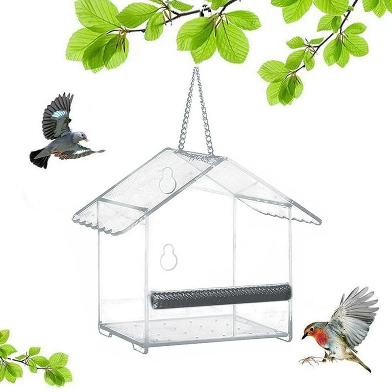 SUQ I OME Outside Wild Clear Window Mounted Bird Feeders with Strong  Suction Cups, Acrylic Clear, Window Bird House Feeder for Cardinals, Blue  Jays