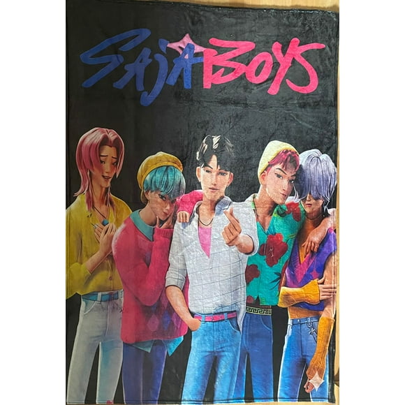 Exclusiva! Cobija Frazada Ultra Suave Saja Boys K-Pop Demon Hunters Negro