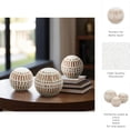 thumbnail image 4 of Ceramic Decorative Orbs – Sculptural Decorative Balls for Layered Tabletop Decor, Living Room and Shelf Placement, Boho Pattern Design Home Decor Decorative Objects – 6", 5", 4", Brown and White, 4 of 8