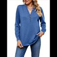thumbnail image 3 of Camisas de Larga para Mujer, Otoño 2025, Estilo Henley, Elegantes, Casuales, Modernas, Camisetas Bonitas, Ropa. Azul Colorido M, 3 of 10
