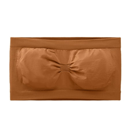 

NECHOLOGY 5 Pieces Womens Non Padded Bandeau Sprots Bra Strapless Convertible Bralettes Basic Strapless Halter Tops for Women Vest Coffee X-Large