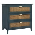 thumbnail image 3 of Zateety 3 Drawer Storage Cabinet, Natural Rattan Dresser Chest, Wood Grain MDF Organizer for Bedroom Living Room Study- Dark Green, 3 of 9