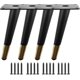 thumbnail image 1 of Set Of 4 Matte Black Gold Metal Slanted Furniture Legs For Coffee Table Desk Bar Sofa Worktop Kitchen Unit Dining Table (black Gold, 25cm X 4), 1 of 5