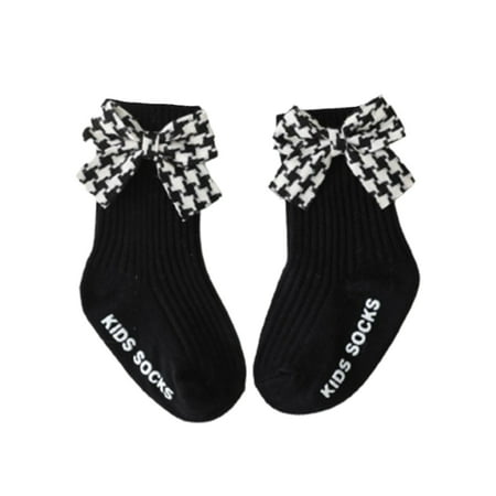 

Canis Infant Baby Girls Boys Plaid Bow Calf Length Cotton Socks