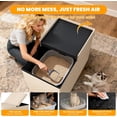 thumbnail image 3 of 3-in-1 Cat Litter Box Enclosure with Odor Control, Multi-Functional Hidden Litter Box Furniture Bench, Dog Proof, Space-Saving Ottoman Cabinet with Flip-Up Lid, Storage Footrest, Beige, 3 of 6