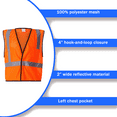 thumbnail image 3 of Kishigo High Visibility Orange Reflective Security Vest Lightweight Mesh Single Pocket, Pack of 9, Size: XL, 3 of 5