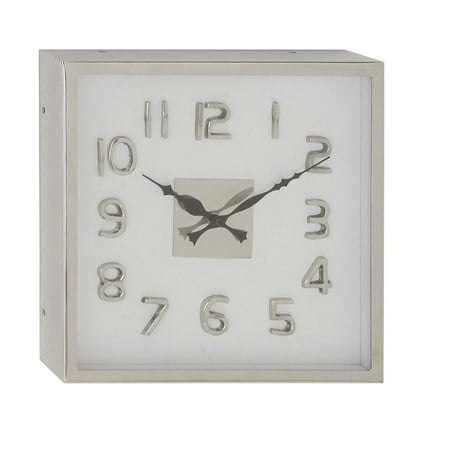 Decmode 12 Inch Modern Square White Stainless Steel Wall Clock Decmode 12 Inch Modern Square White Stainless Steel Wall Clock