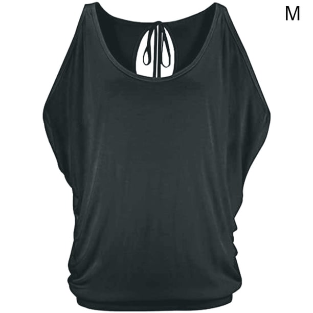 Camiseta con hombros descubiertos para mujer, blusa informal de algodón de manga corta, gris, M Vogacara AP001290-20
