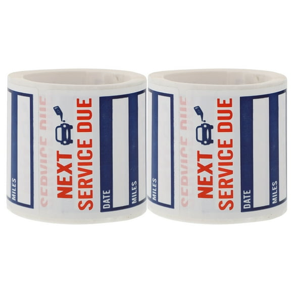 2 Rolls of 300Pcs Service Due Stickers Simple Car Window Stickers Auto Stickers