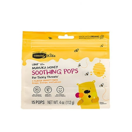 Comvita Kids Soothing Pops with UMF 10+ Manuka Honey - Variety Pack, 15 ct