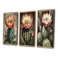 thumbnail image 3 of Designart "Blossoming Cactus Flower Nature's Beauty II" Cactus Framed Wall Art Set Of 3 - Green Traditional Frame Canvas Set For Living Room Decor, 3 of 6