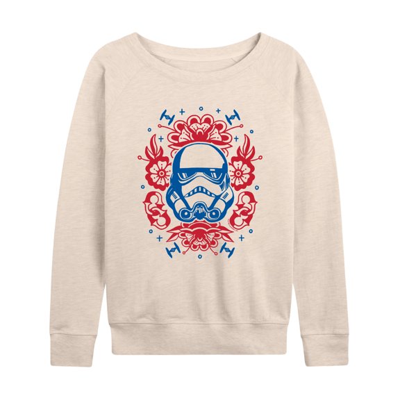 Star Wars - American Trad Tattoo Women's Lightweight French Terry Wide Neck Long Sleeve Graphic Shirt
