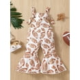 thumbnail image 2 of Bagilaanoe Toddler Baby Girl Jumpsuit Sleeveless Football Print Romper Overalls 6M 12M 18M 24M 3T 4T Kids Long Flared Pants Casual Outfits, 2 of 9