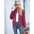 thumbnail image 4 of Womens Jacket Coat Casual Stand Collar Zip Up Fall Fashion Jackets Outfits with Pockets Wine Red M, 4 of 8