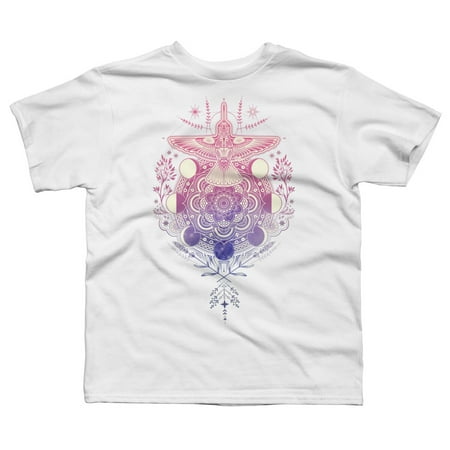 Hummingbird Mandala Boys White Graphic Tee - Design By Humans S