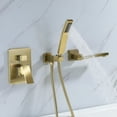thumbnail image 2 of Double Handle Wall Mounted Bathroom Tub Filler with Hand Shower, Brass Matte Black Waterfall Bathtub Faucet, Brushed Gold, 2 of 5