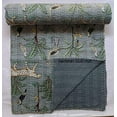 thumbnail image 2 of Handblock Traditional Pure Cotton Jungle Print Kantha Quilt, Bed Cover Throw Animal Tiger Printed Kantha Quilts With 2 Pillow Cover, 2 of 5