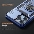 thumbnail image 4 of Case for iPhone 13 Pro Case with Slide Camera Cover & Kickstand, Heavy Duty Military Grade Protection Phone Case, Built-in 360° Rotate Ring Stand, Shockproof Full Body Rugged Case (Blue), 4 of 13