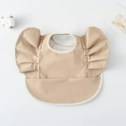 Baby Solid Color Bibs Waterproof Angel Wings Children's Food Supplement Anti-dirty And Saliva Pocket Feeding Apron Baby Stuff style 6