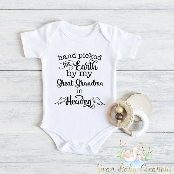 Handpicked For Earth By My Great Grandma In Heaven, Memorial Baby Bodysuit, Baby Shower Gift, Heaven Sent, New Baby Gift, Baby Announcement Cute Baby Onesie, BABY BODYSUIT LAT 4424
