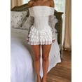 thumbnail image 2 of Women Sexy Off Shoulder Floral Lace Mini Dress Y2K Long Sleeves Tiered Short Dress Night Out Dresses, 2 of 6