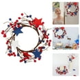 thumbnail image 2 of Red White & Blue Mixed Berry Candle Rings Wreaths Star Wreath Candle Holder Rings for Pillars Small Door Tabletop Decor 4 Of July Home Kitchen Table Centerpiece, 2 of 9