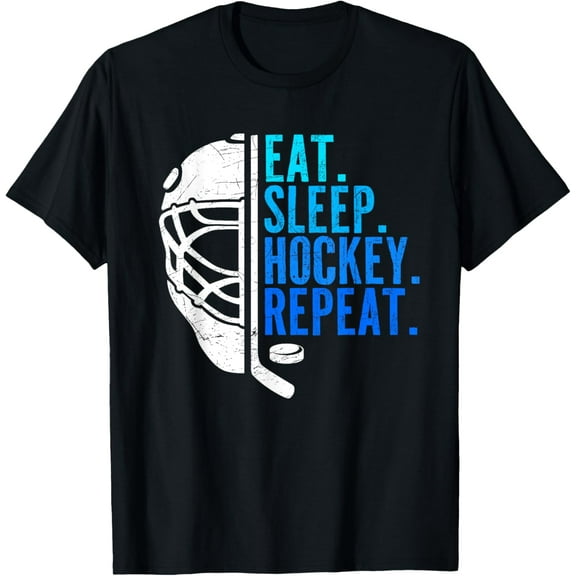 Eat Sleep Hockey Repeat Funny Boys Hockey Player T-Shirt
