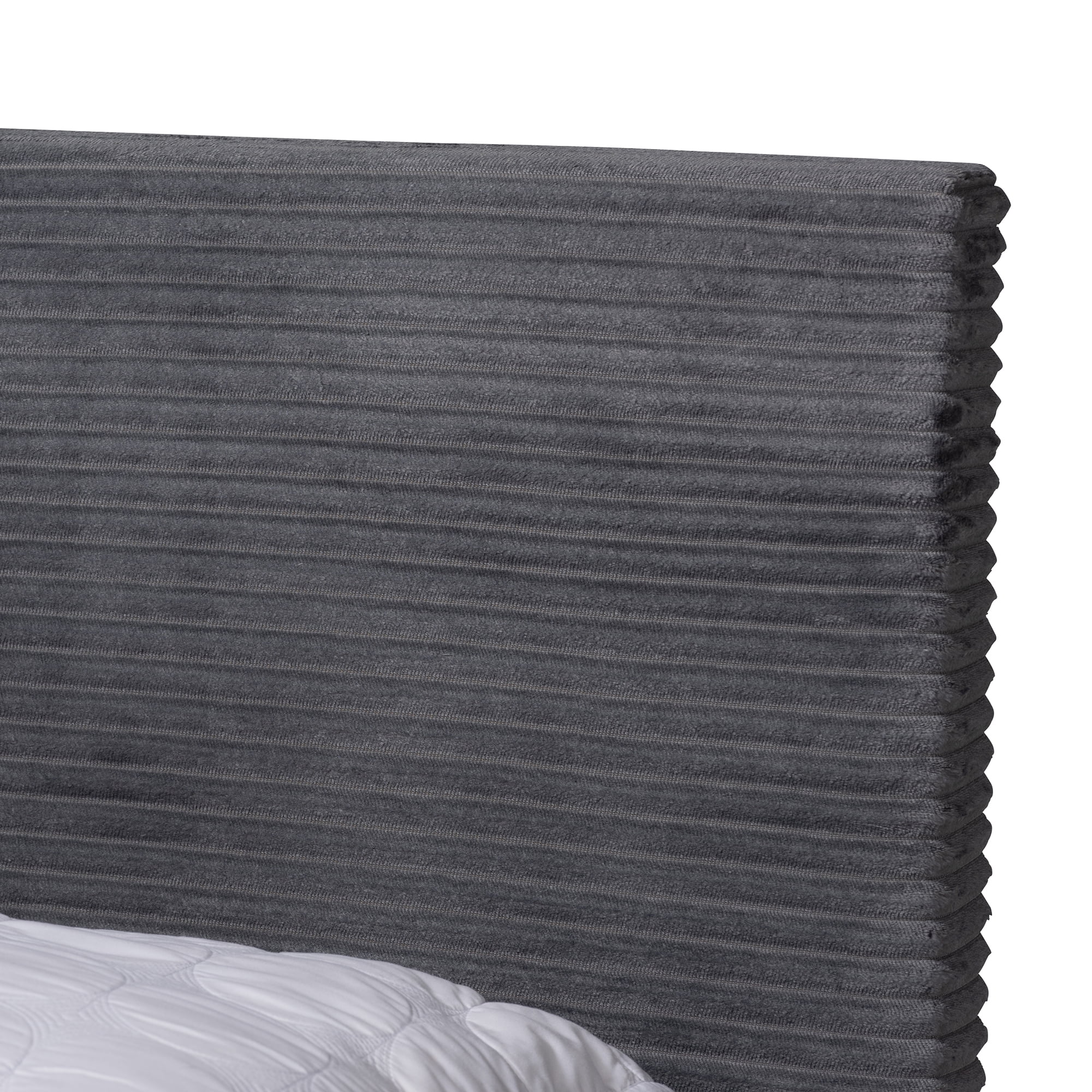 Baxton Studio Abberton Modern and Contemporary Grey Velvet and Gold Metal Queen Size Panel Bed