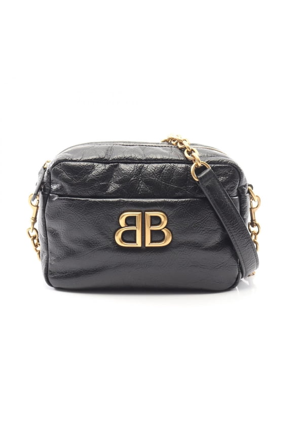 Pre-Owned Balenciaga MONACO XS Camera Bag, Shoulder Handbag, Leather, Women's, Black (806459)
