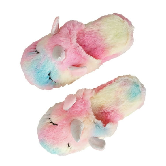 SEWCHICS Women Animal Slippers 1 Pair Fuzzy Plush Pink Non-slip Indoor Comfort