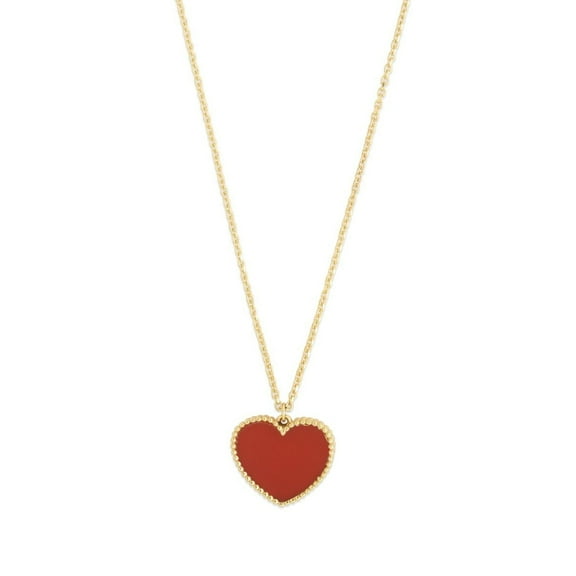 JewelStop 14K Yellow Gold Polished Finish Red Cornelia Heart Necklace with Lobster Clasp - 18"