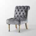 thumbnail image 4 of Posh Living Cole Button Tufted Velvet Rolled Back Accent Chair in Gray, 4 of 9