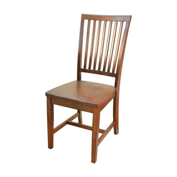 HomeRoots 517736 39 x 18 x 20 in. Wood Slat Back Dining Side Chair - Chestnut