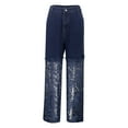 thumbnail image 3 of WILLBEST Pantalones Mujer Pantalones Vaqueros Ajustados de Cintura Alta para Mujer, Con Ribete de Encaje, Informales, Cómodos, Con Diseño Calado, Corte Entallado a La Moda XXXL, 3 of 8