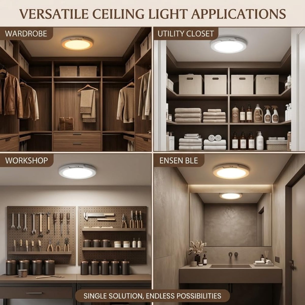 Rechargeable Ceiling Light with Remote: Motion Sensor, 3 Color Temps, Battery Operated, No Wiring
