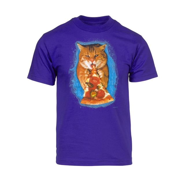 Camiseta de manga corta con sombrero de pizza hambrienta Gravity Trading Púrpura 2X-Large