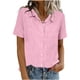 thumbnail image 1 of Mujeres Manga Corta Tops Casual Color Sólido Bolsillo Manga Corta Blusa Botón Arriba Cuello de Giro Casual Blusas de Manga Corta para Mujeres, 1 of 6