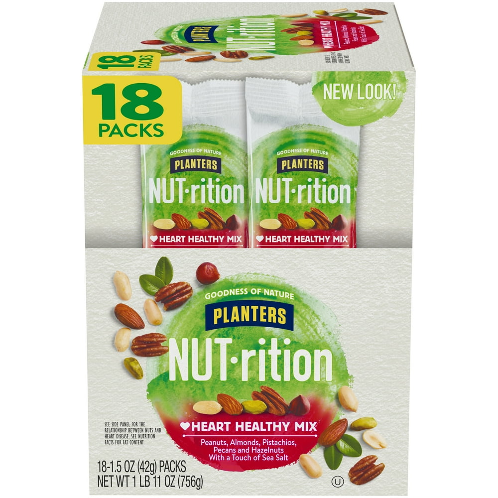 NUTrition Heart Healthy Nut Mix with Peanuts, Almonds, Pistachios, Pecans, Hazelnuts & Sea Salt