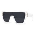 thumbnail image 2 of Oversize Flat Top Shield Square Rectangle Plastic Fashion Sunglasses Clear Black, 2 of 4