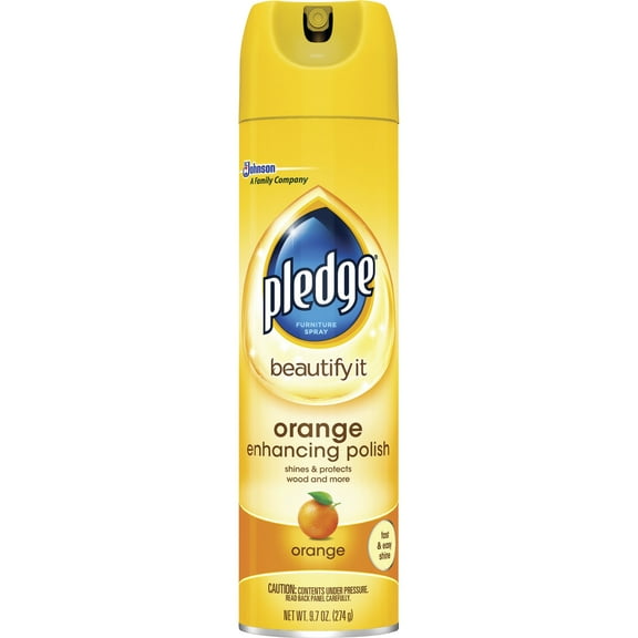 Pledge® Beautify It Orange Furniture Polish Spray, Orange Scent, 9.7 Fl Oz, Pack Of 12 Cans