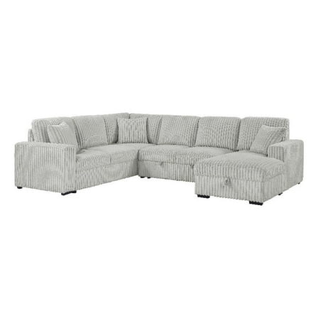 Devonshire Sleeper Sectional Sofa Storage Chaise Grey